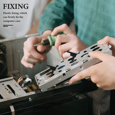 Thirty Piece Black Silicone Cooling Fan Mounting Screws For Pc Computer Case in use, securing a computer frame during installation.