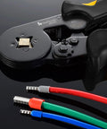 Ferrule Crimping Tool Kit With Wire Crimper, Pro Grade Nylon Storage Container, And 1,200 Electrical Wire Connectors The Go To Electrician Tool Set For Home Improvement And DIY Projects with colorful wires