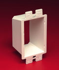 Box Extender For 1-Gang Electrical Outlets White 5-Pack Extends Backset Up To 1-1/2 Inches on red background