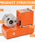 Badass Shop Ready 110 Volt Electric Hydraulic Hose Crimper showing eight petal seat, power switch, and hydraulic tank.