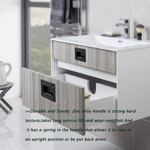 Recessed Zinc Alloy Pull Handle for Cabinets and Containers Black Flush Mount Door Handle on bathroom cabinet drawer