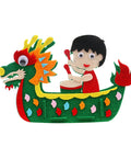 DIY Non Woven Dragon Boat Craft Kit For Girls Drummer Toy Making Project with colorful dragon and drummer figure