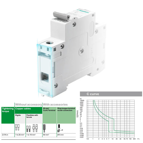 Go-To 20A DC And AC Dual-Protection Circuit Breaker, 1 Pole DIN Rail Mount, 250V Solar PV Disconnect Switch, Overcurrent Protection For Battery, Home, RV, Marine, And Industrial Electrical Systems, C-curve