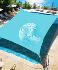 Lake Blue 9 Foot 9 Inch By 9 Foot 9 Inch UV Blocking Waterproof Shade Sail Rectangle Awning over pool area