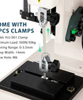 500N Force Gauge With Wheel Operated Test Stand 180mm Stroke USB Data Output 999 Peak Data Storage Free Software For Exporting Test Data And Charts Includes CH340 Cable, 2 clamps