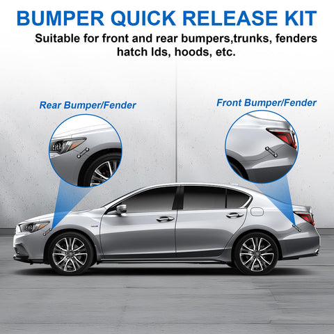 Universal Car Bumper Clips With Quick Release Tabs Heavy Duty Aluminum Bumper Fasteners Kit on silver car bumpers