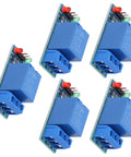 One Channel 5V Relay Module With Optocoupler Isolation ABS Relay Board For PLC Industrial Automation And Smart Home Plug And Play Set Of 5 Pro Grade Durable Electronic Components, five blue modules