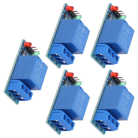 One Channel 5V Relay Module With Optocoupler Isolation ABS Relay Board For PLC Industrial Automation And Smart Home Plug And Play Set Of 5 Pro Grade Durable Electronic Components, five blue modules