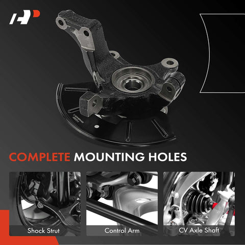 Front Left Steering Knuckle And Wheel Bearing Hub Assembly For Ford Escape 2005 To 2012 Mazda Tribute 2005 2006 2008 2011 Mercury Mariner 2005 To 2011 SUV Driver Side Replacement showing complete mounting holes
