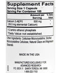 Supplement facts label of Advanced Research Calcium 2 AEP Capsules With Dr Hans Nieper Formula For Joint Support And Wellness, 100 Count