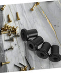 Beefy Carbon Steel Sliding Barn Door Clamps 4 Pack Heavy Duty Track Hardware next to scattered screws on marble surface