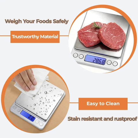 High Precision Kitchen Scale With 105 Oz Capacity And 0.01 Oz Accuracy For Cooking Baking And Meal Prep Tare Function Dual Trays And Clear LCD Display