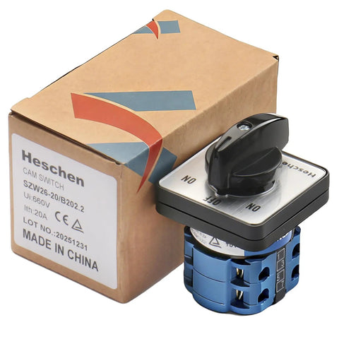 Beefy Heavy Duty Universal Rotary Cam Selector Changeover Switch SZW26-20 B202.2 On Off On Momentary 660V 20A
