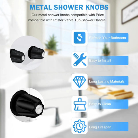 Ultimate Shower Knob Replacement Kit Perfect Fit For Price Pfister Verve Tub Faucet W 12 Tooth 95mm Stem black metal handle