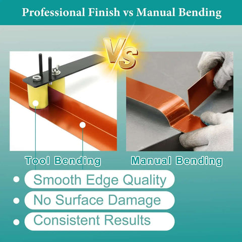 Comparison of professional finish vs manual bending with Heavy Duty Sheet Metal Bender Tool For Roofing Adjustable 0-90 Degree Roller Bender.