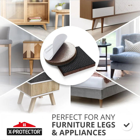 Non Slip Furniture Pads Set With 32 Round 1 Inch And 16 Square 2 Inch Grippers, 48 Pc Rubber Feet For Furniture Legs image.