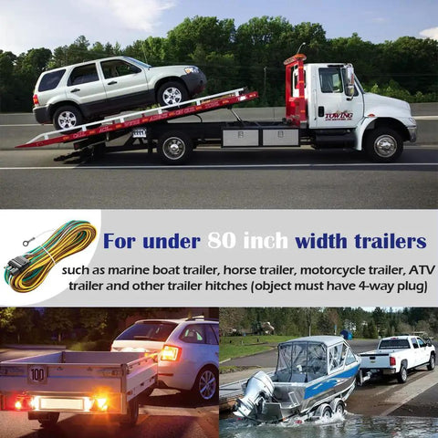 23 Foot Trailer Light Wiring Harness Kit With 4 Pin Flat Plug And 18 Gauge Ground Wire White Boat Trailer Extension Connector
