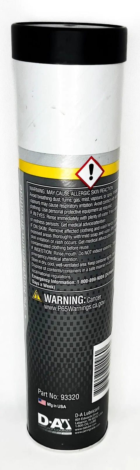 Back view of Heavy Duty Lithium Complex Grease With Three Percent Moly For High Temperature And Extreme Load Protection, NLGI Two, Fourteen Ounce Tube