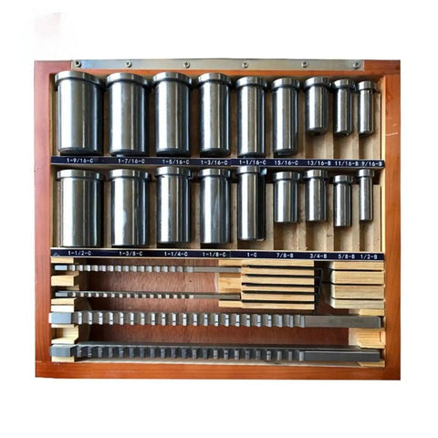 Pro Grade 30-Piece HSS Groove Keyway Broach Set For Machinists Includes 5 Grooving Broaches 18 Bushings And 7 Spacers