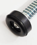 Close-up of a heavy duty garage door plunger bumper with spring, part of Pair Of Heavy Duty Garage Door Plunger Bumpers With Springs Left And Right For Opener System Parts Nine Inch Steel Construction For Durable Service Cable Protection And Smooth Quiet Opening