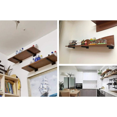 Heavy Duty 8 Inch Floating Shelf Brackets Wall Mounted Metal Supports With Screws And Anchors Industrial Shelving Hardware in use