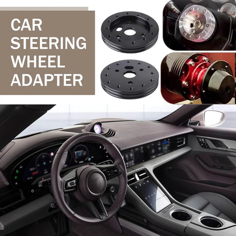 Slick Hardcore Street Ready Six To Three Hole Steering Wheel Adapter With Quick Release Hub and rugged locking bolts displayed in a car interior.