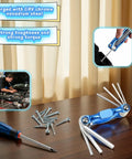 8-In-1 Folding Hex Key Set With Carabiner, CR-V Steel Metric Allen Wrenches 1.5-6mm, shown with tools and screws on table