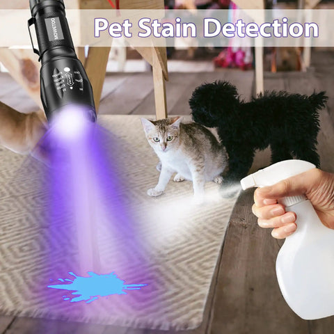 Portable UV Flashlight Blacklight With White And Ultraviolet Light For Pet Urine Stain Detection On Carpets And Fabrics Bed Bug Inspector ID Check Leak Spotter Resin And Currency Verification