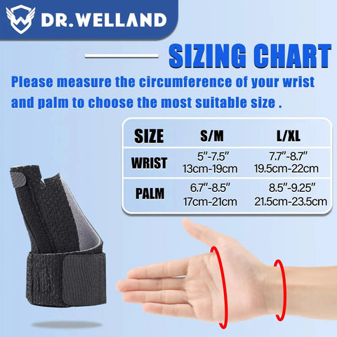 Sizing chart for Reversible Thumb And Wrist Stabilizer Splint For Pain Relief And Carpal Tunnel Breathable All Day Comfort 3D Fabric.