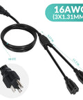 1 To 2 Power Cord Splitter Cable 10 Ft 3 Prong To 2 Prong Extension Cord Outlet Saver Y Splitter Male To Female UL Certified SJTW 16 Gauge 13A 125V Black, black 10 ft cord