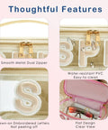 Clear SPF 50 Makeup Bag With Metal Zipper For Sunscreen And Travel Essentials Transparent Letter Patch Cosmetic Organizer
