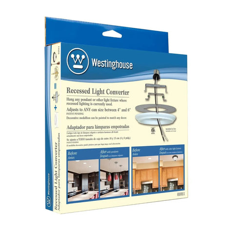 Recessed Light Converter Kit For 4 To 6 Inch Cans Adjustable Fit With Medium Base Adapter Includes Mounting Hardware Paintable Decorative Medallion Patent Pending Design 6 Pack packaging