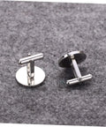Fashionable Titanium Steel Cross Cufflinks For Men With Polished Black Finish Decorative Shirt Fasteners For Daily Wear