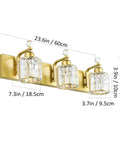 Gold Crystal Vanity Light for Bathroom, Modern 3 Light Vanity Fixture, Dimmable E26 Socket, 23.6 Inch Long Bath Bar