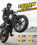 Beast 750W Electric Bike For Adults With Removable 48V 15Ah Battery, 2 To 3 Speed Modes, Great For City Commutes And Light Off Road Rides, Durable Urban Cruiser Built For Everyday Adventures R9 rider on black fat-tire e-bike with 1500W peak motor