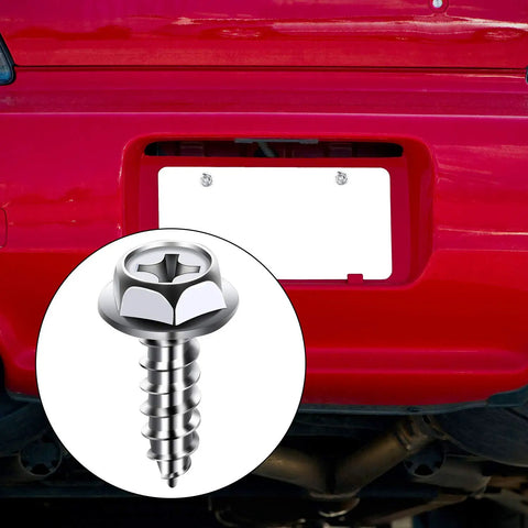 Stainless Steel License Plate Screws Kit 50 Pcs Rustproof Bolts Three Quarters Inch By One Quarter Inch Front And Rear Fasteners