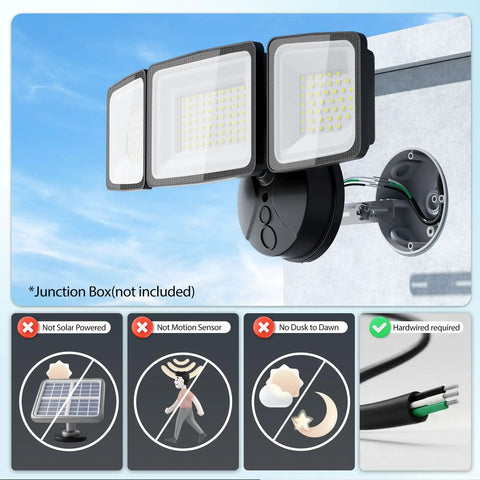 Kickin Out Super Bright Led Flood Light, 150 Watt 15000 Lumen Outdoor Security Fixture, Switch Controlled IP65 Waterproof Wall Mount Cool White Lamp For Yard Garage And Eaves