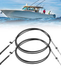 13 Foot Gen I Outboard Engine Control Cables Set Featuring 600A Throttle And Shift Cables For Mercury MerCruiser Force Boats Replace CC17913 2 Pack Tough Marine Grade Replacement Cable Kit shown with boat background