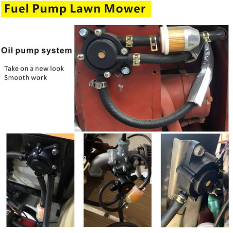 High Flow Fuel Pump Kit For Kohler Briggs Kawasaki Lawn Mower Tractor Golf Cart Replacement With Vacuum Filter showing pump system and connections.