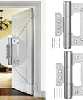 5 Pack Non-Mortise Door Hinges With Automatic Closing, Spring Hinge, Hydraulic Buffer, Space Aluminum Alloy, Silver, installed