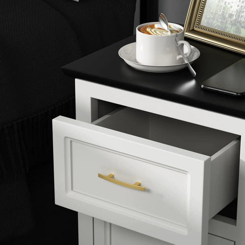 Top Shelf Brushed Gold Cabinet Pulls In A Twenty Pack Featuring Killer Arched Handles With Hassle Free Mounting And Hefty Zinc Build Measuring 3 Inch Center To Center For Kitchen Or Bedroom Drawers on white drawer