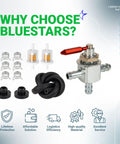 1-633347 Cut Off Fuel Valve With In Line Filter Kit Two Way One Quarter Inch Barbs Heavy Duty Steel Petcock and components
