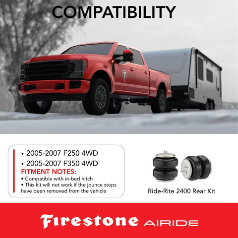Rear Air Springs Kit For 2005 2007 F250 F350 4WD Ride Rite Load Leveling System truck towing trailer
