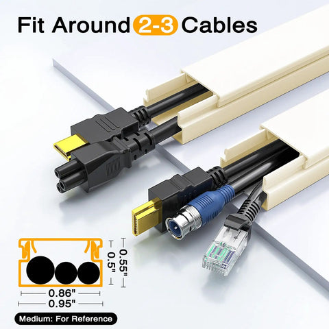 Cord Cover Wall Mount Kit 157In Beige Low Profile Cable Raceway Hider for TV Cables Wire Concealer showing cable capacity