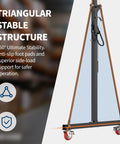 Side view of Built To Last Heavy Duty Adjustable Gantry Crane 1 Ton Lift Up To 2200 Lbs With Manual Trolley Hook and Sling Strap
