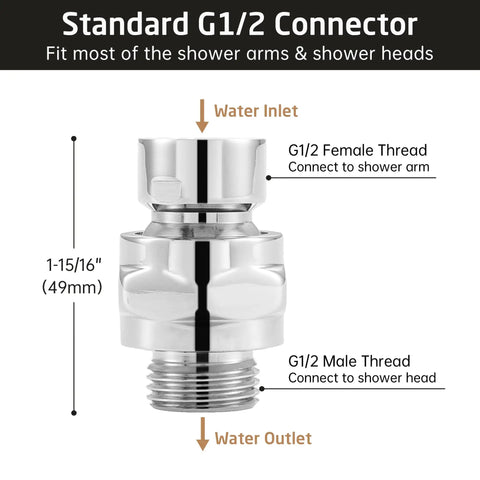 Shower Head Swivel Ball Adapter Adjustable Angle Connector Brass Chrome Universal Arm Extension Shower Head Accessory