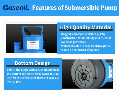 Image of 1/2 HP submersible pump from Universal Descaling Kit For Gas And Electric Tankless Water Heaters, showing features and design.