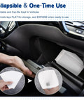 50 Pack Disposable Paper Oil Funnels, 10 Oz Capacity stored in car, showing collapsible and one-time use feature
