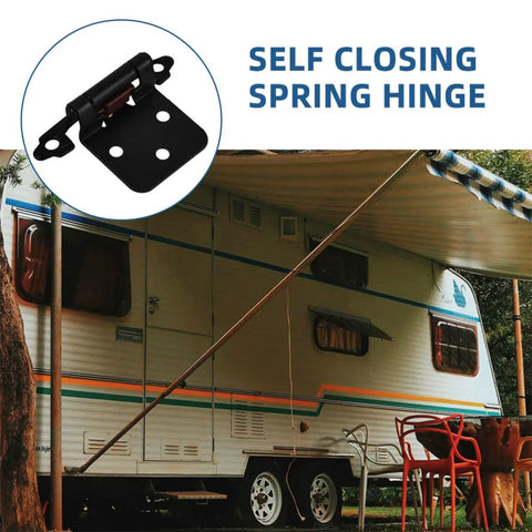 Rugged Heavy Duty Steel Half Overlay Hinge Set Semi Concealed Design Self Closing Spring Hinges 1.5 Inch for RV Doors