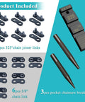 Pro Grade Chainsaw Chain Breaker Kit with 12 Repair Straps, Master Link Punch and Joiner for 3/8 and 0.325 Inch Chains